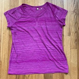 Xersion Purple Striped Short Sleeve T shirt